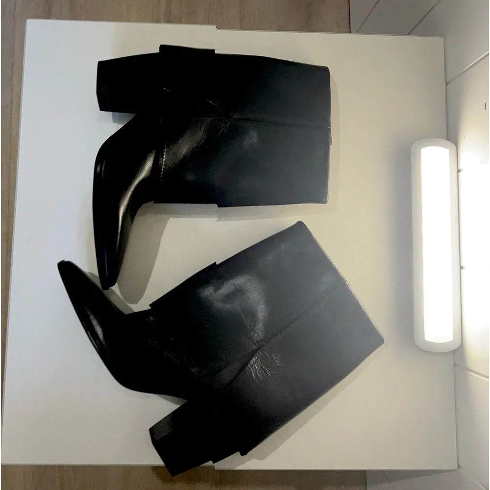 Vince Camuto NWOT Alolison Mid-Calf  heeled boots  leather size 9 Black - Picture 9 of 14